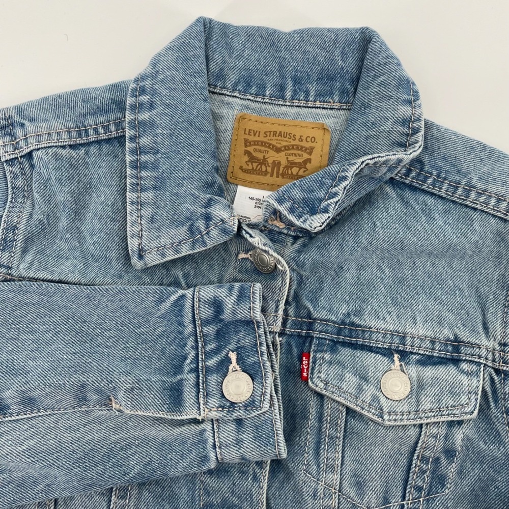 Levis Kids Denim Trucker Jacket Light Wash Blue Cotton Size L 12-13 Yrs 2164-L58